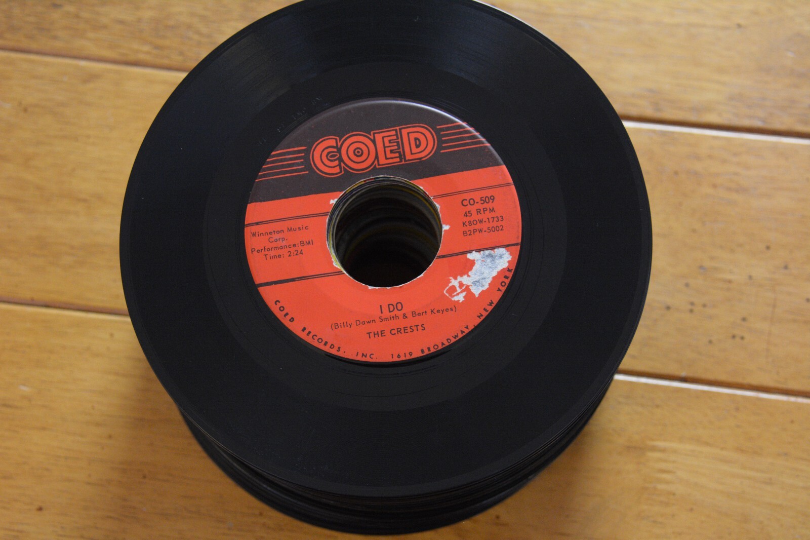 THE CRESTS "SIX NIGHTS A WEEK / I DO" 45 RPM 7" RECORD COED [d1-203]