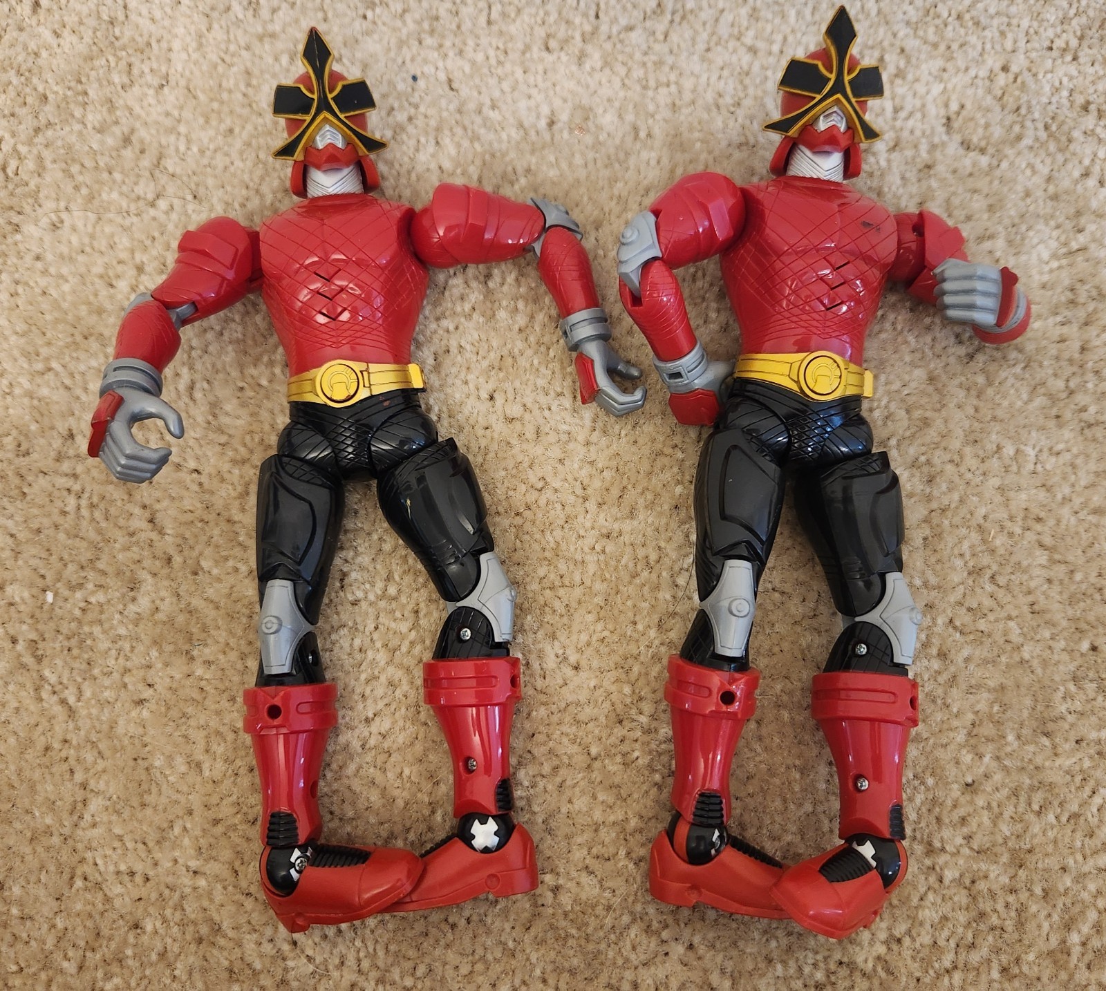 two 2010 Bandai Power Rangers Samurai Red Ranger 10-inch Action Figures