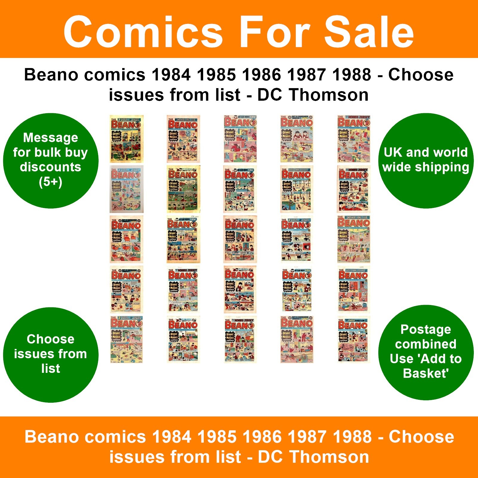 Beano comics 1984 1985 1986 1987 1988 - Choose issues from list - DC Thomson
