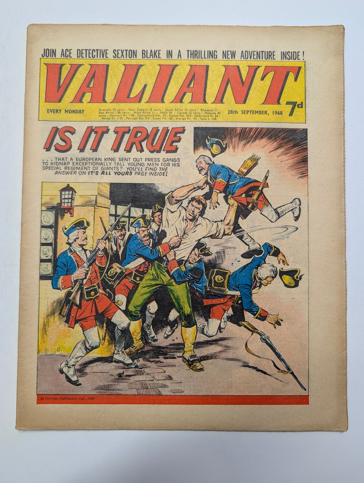 Valiant Comic 28th September 1968, Fleetway Publications.