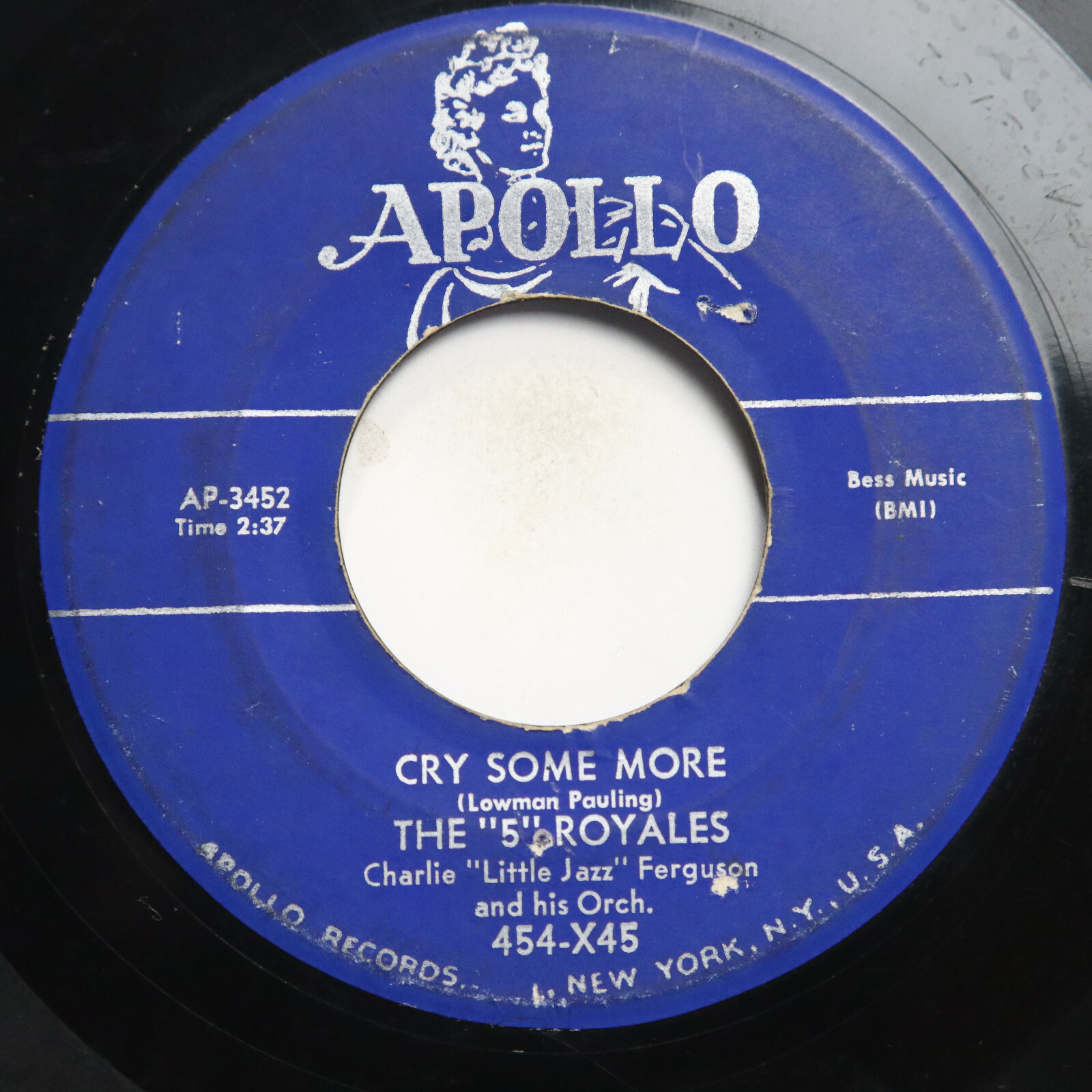 5 ROYALES - CRY SOME MORE / I LIKE IT LIKE THAT - DOO WOP 45 RPM 7" RECORD