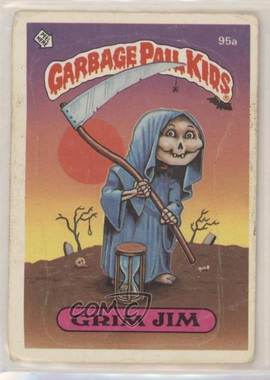 1986 Topps Garbage Pail Kids Series 3 Grim Jim (No Copyright on Front) #95a 0f3j