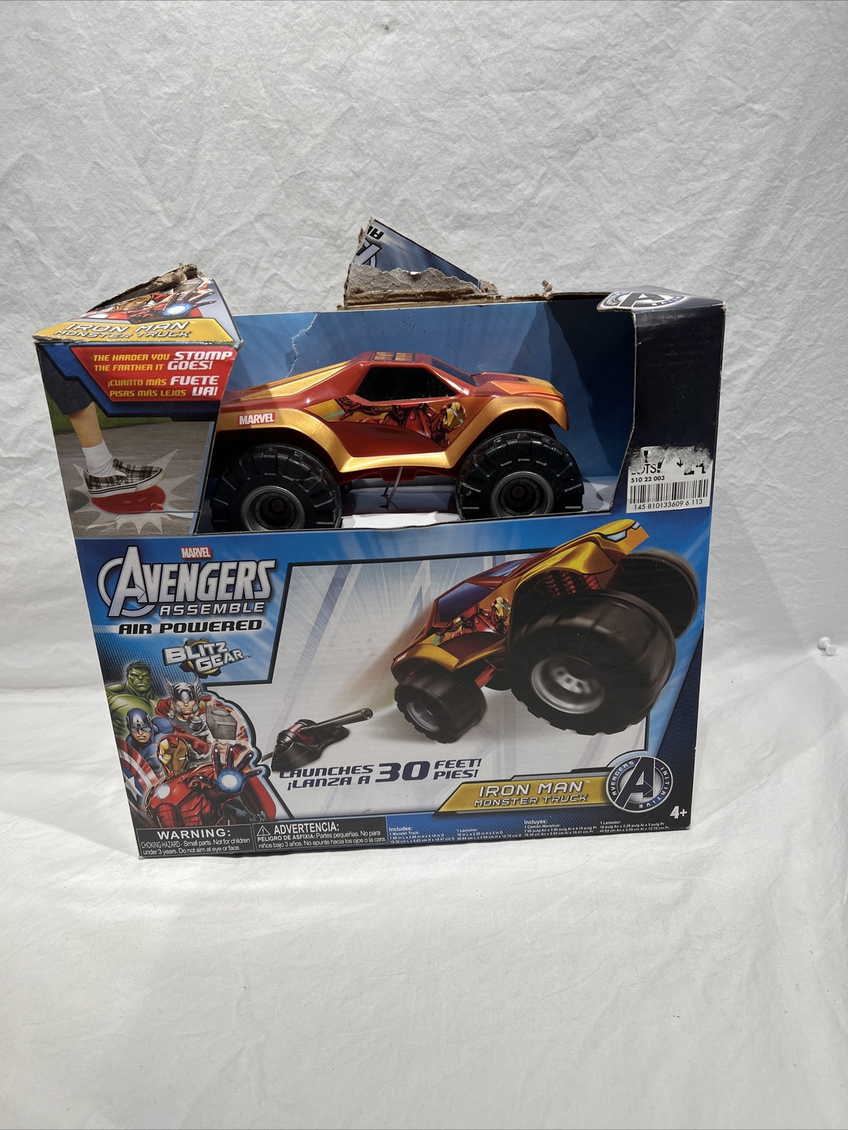 Marvel Avengers Assemble Air Powered Blitz Gear Iron Man Monster Truck NUOVO 2013