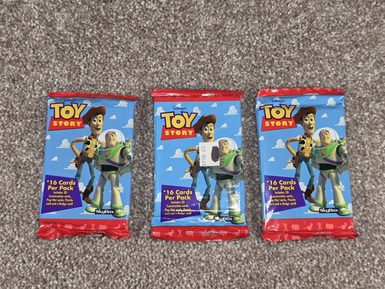 1995 Skybox Disneys Toy Story Trading Card Packs 3 Sealed Packs 16 Cards Each 