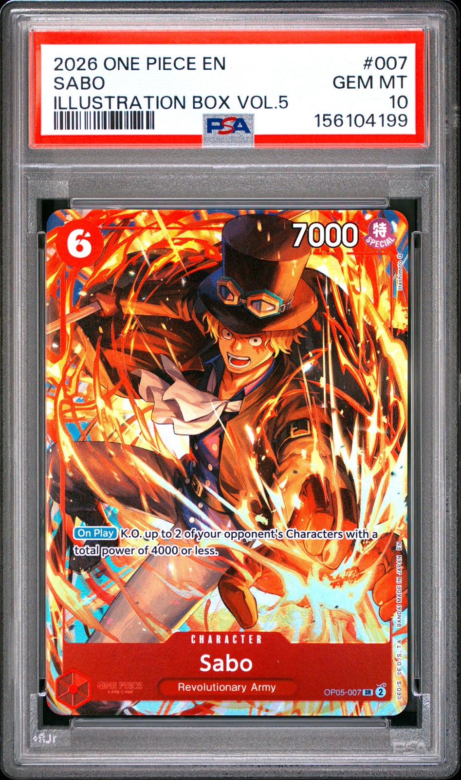 2026 ONE PIECE PROMO ILLUSTRATION BOX VOL.5 #007 SABO PSA 10
