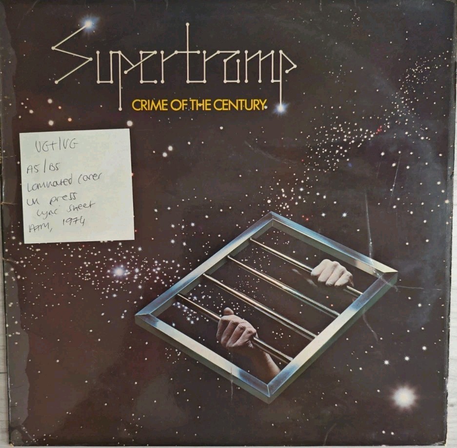 Supertramp Crime of the Century Vinyl Record VG+/VG AMLS 68258 1974