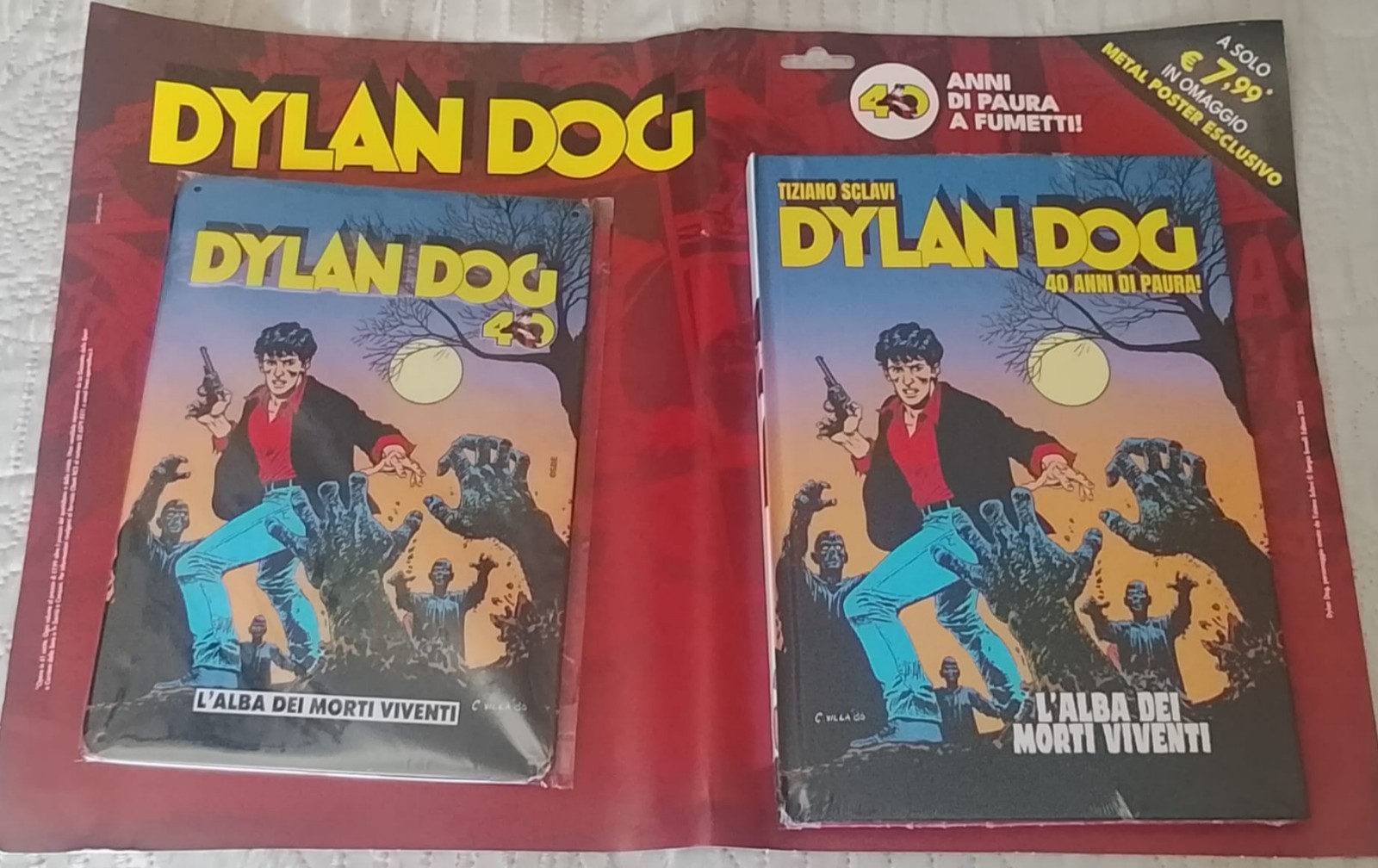Dylan Dog 40 Anni di Paura + Metal Poster L'Alba dei Morti Viventi N.1