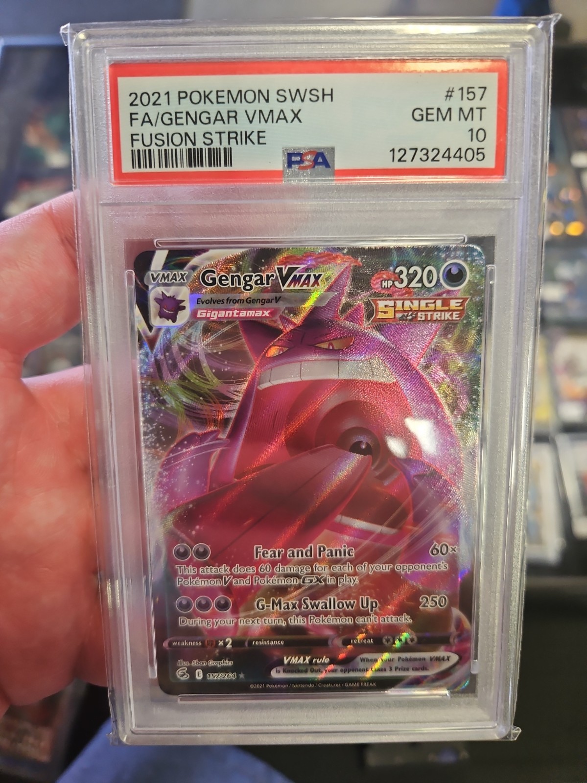 PSA 10 Gengar Vmax 157/264 Pokemon Fusion Strike Full Art