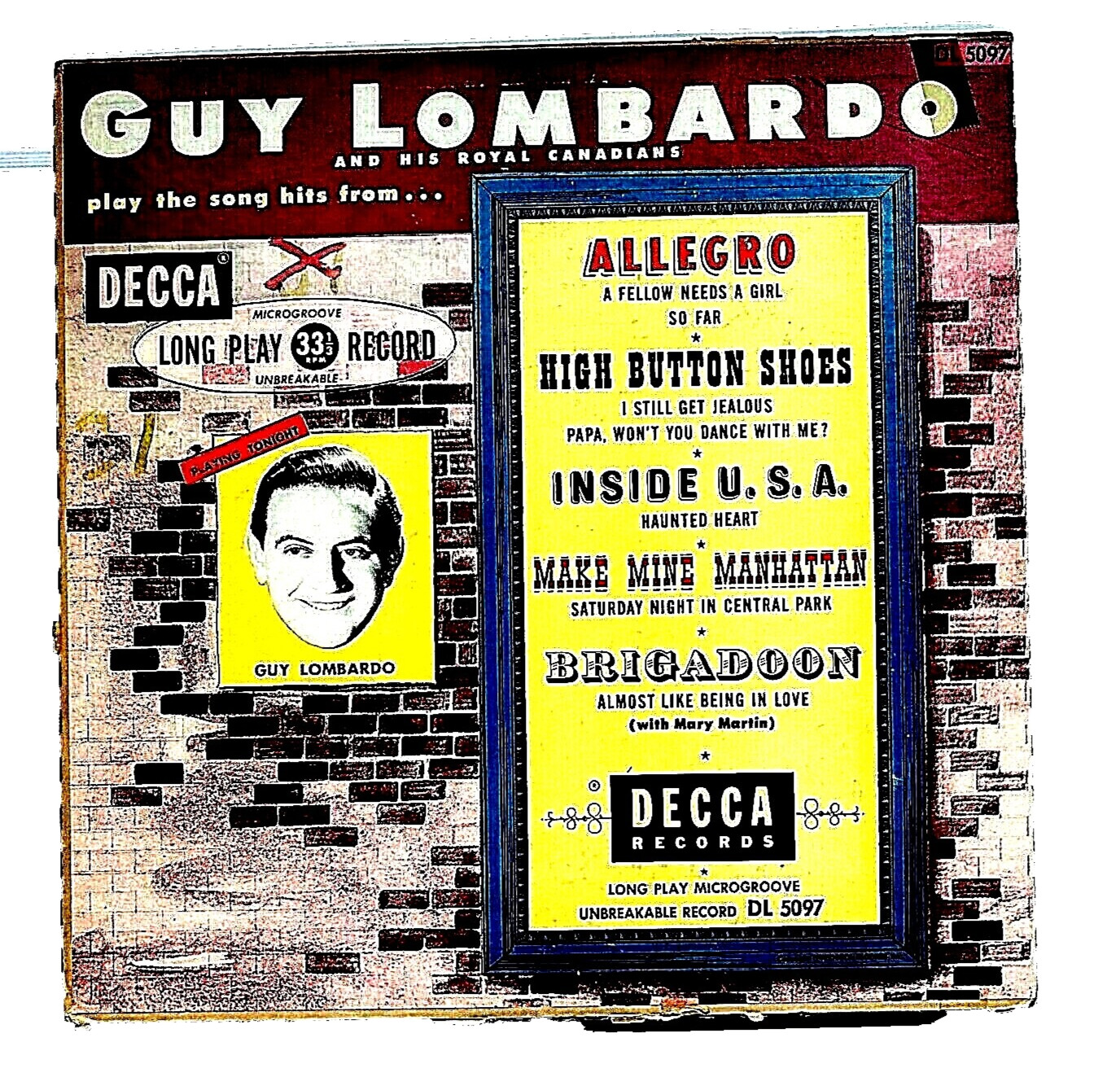 Guy Lombardo Song Hits From Broadway Shows DECCA 10" Vinyl LP Record