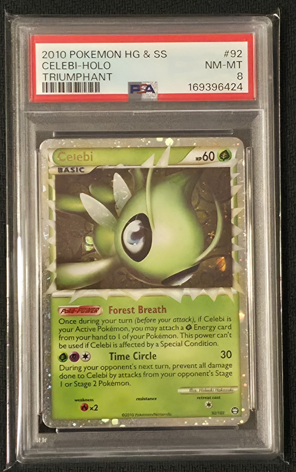 2010 POKEMON TRIUMPHANT CELEBI PRIME #92 ULTRA RARO PSA 8 NUOVO CERT