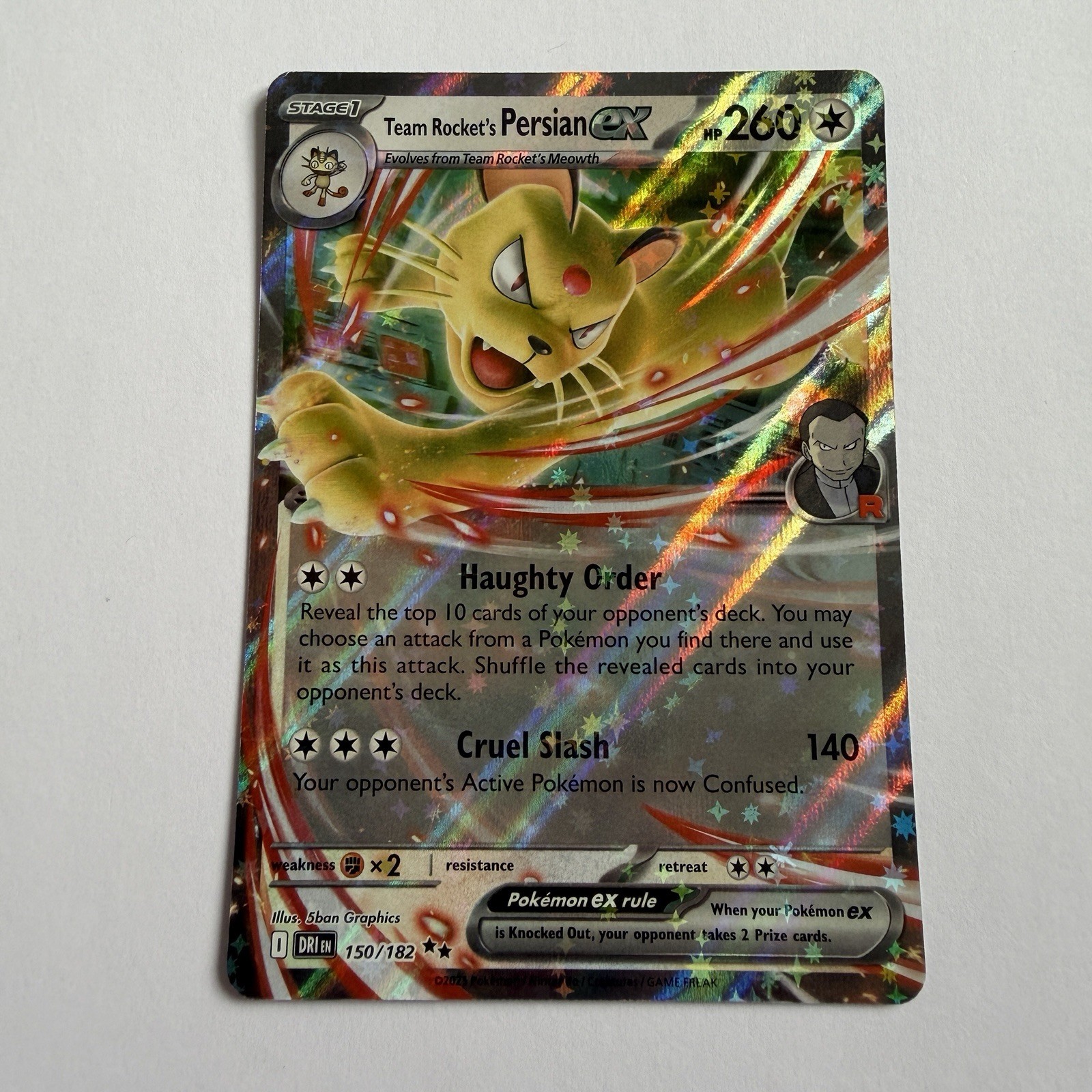 Pokémon TCG Team Rocket's Persian ex 150/182 Sv10: Destined Rivals Pack Fresh NM