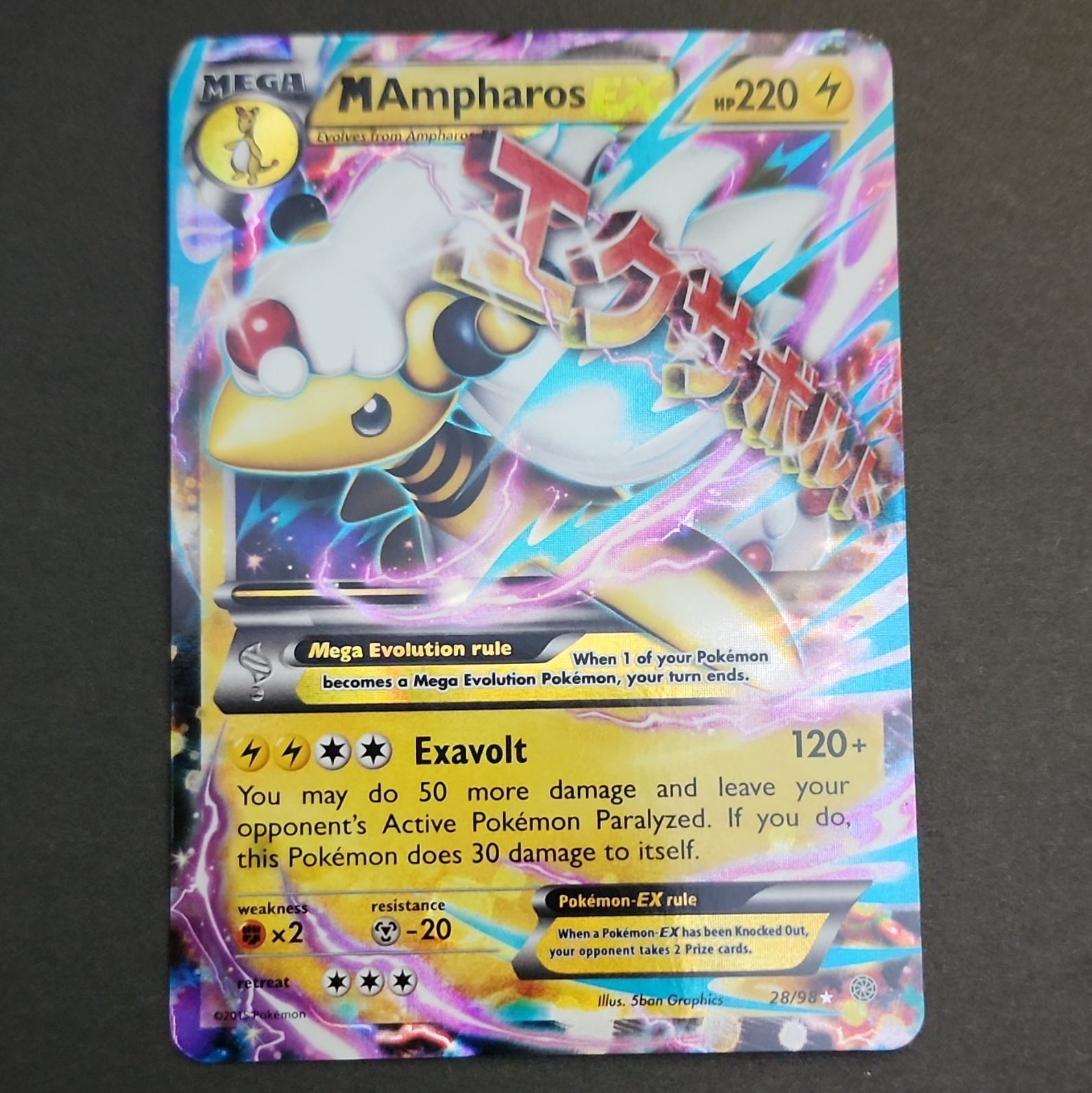 Pokemon TCG M Ampharos EX 28/98 XY Antiche Origini Holo Ultra Rara 220 HP EN