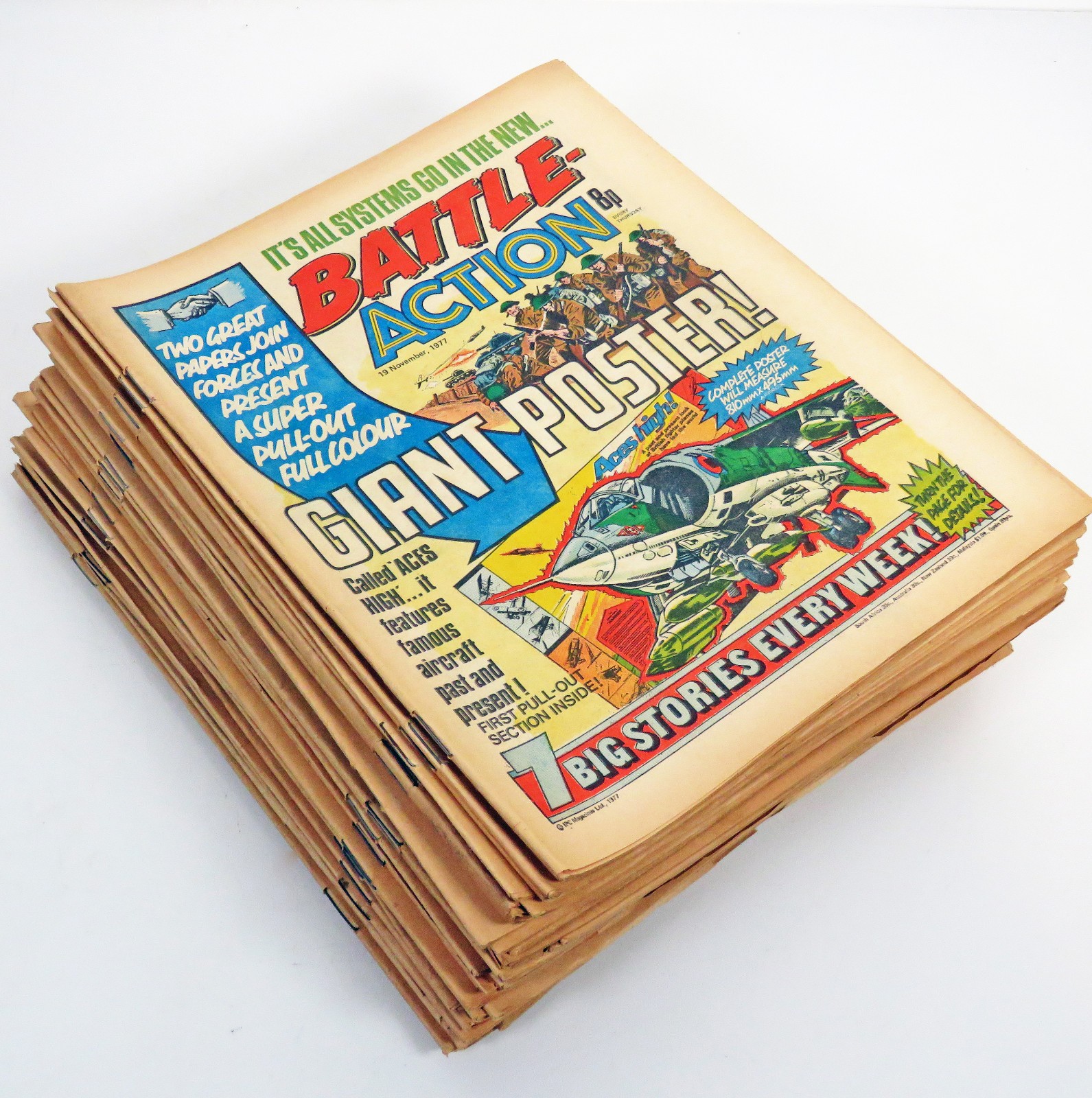Job Lot Bundle of 40 UK BATTLE ACTION Comics (Post Action Merger 1977 & 1978)