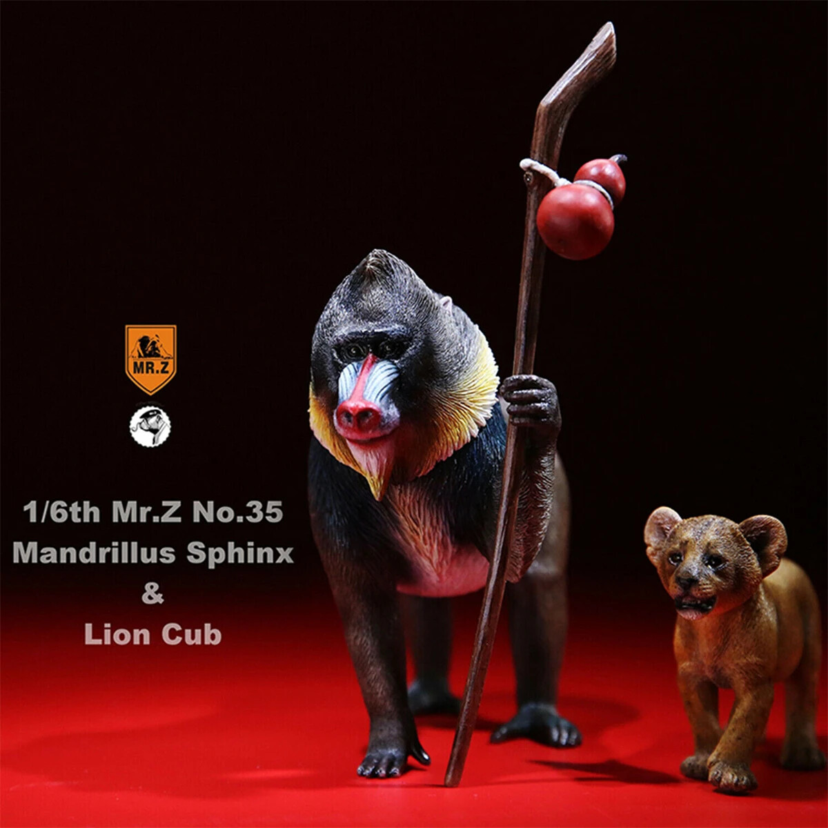 Mr.Z 1/6 2 pezzi mandrillo sfinge e cuccioli di leone set figure animali modello regalo di Natale
