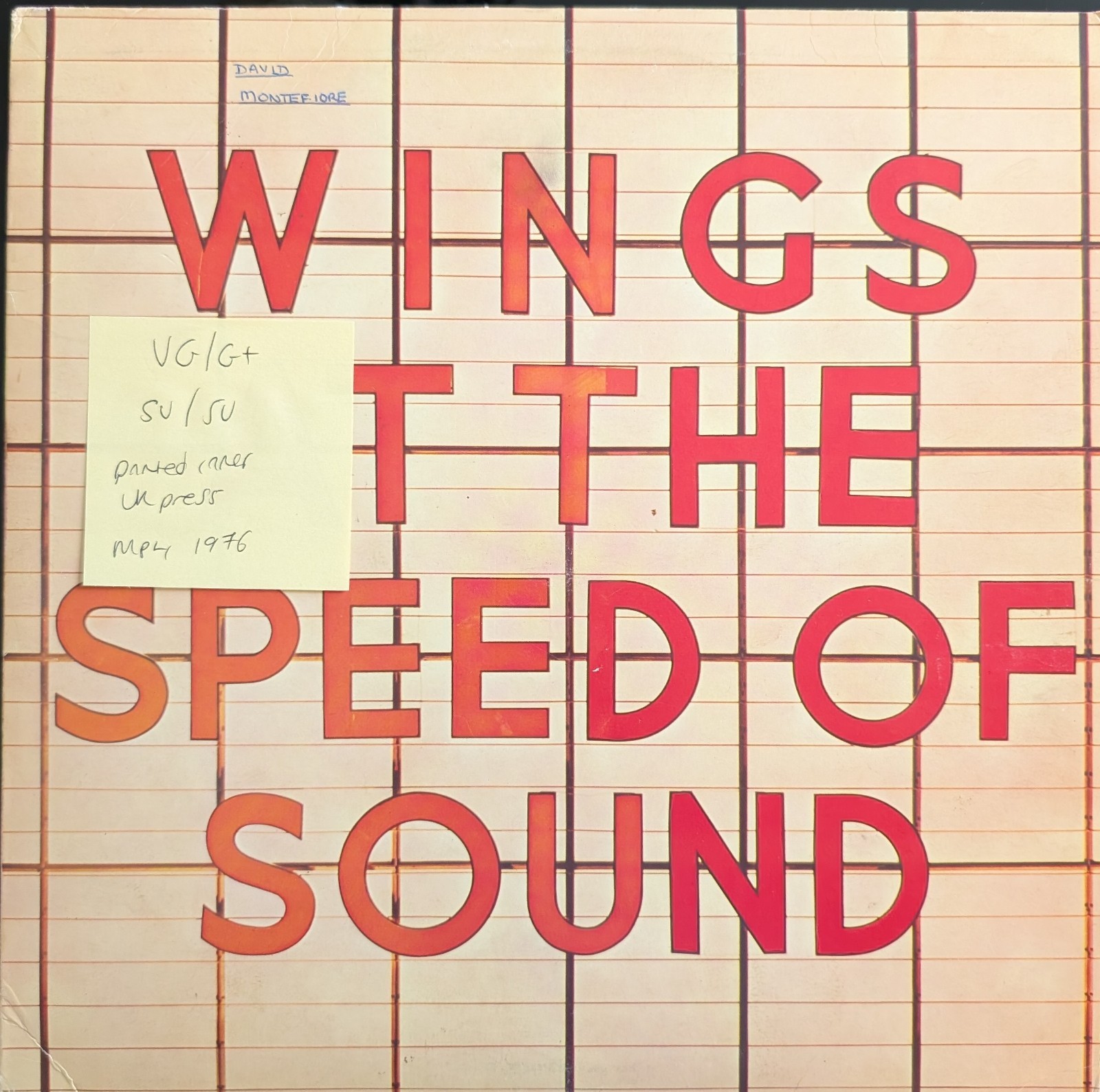 Wings At The Speed Of Sound Vinyl Record VG/G+ PAS 10010 1976