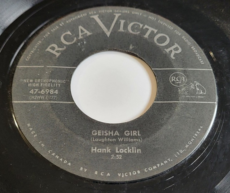 Hank Locklin – Geisha Girl / Livin' Alone 45 RPM Record 7"