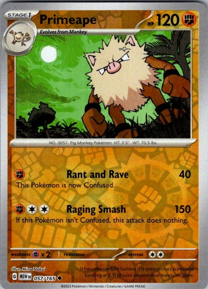 Pokemon SV: Scarlet & Violet 151 Primeape 057/165 NM Reverse Holofoil