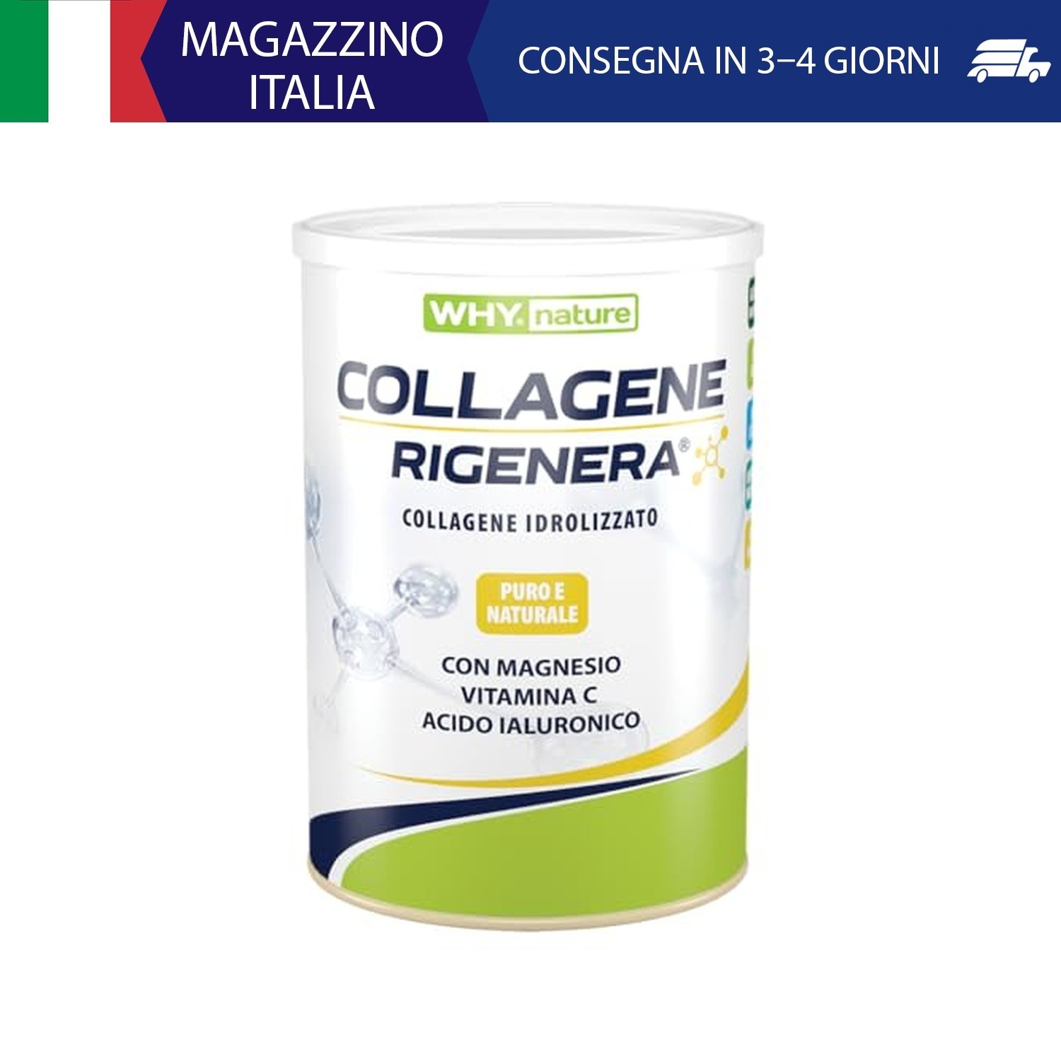 WHY NATURE COLLAGENE RIGENERA - Collagene Idrolizzato Puro e Naturale - Con Magn