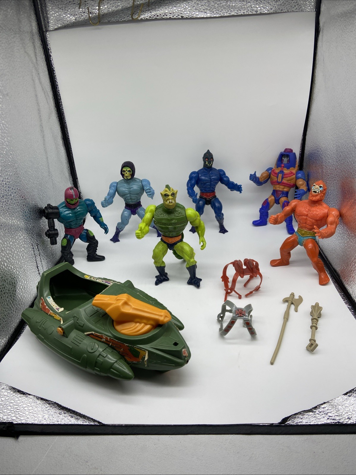 Vintage MOTU Action Figure Lot Skeletor Whiplash Wind Raider Mattel 1980s 11pc