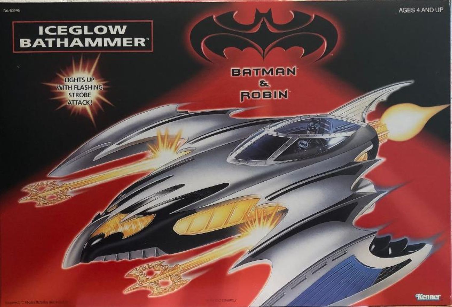 Batman & Robin Movie Iceglow Bathammer Batplane Veicolo Kenner Illuminazione SIGILLATO