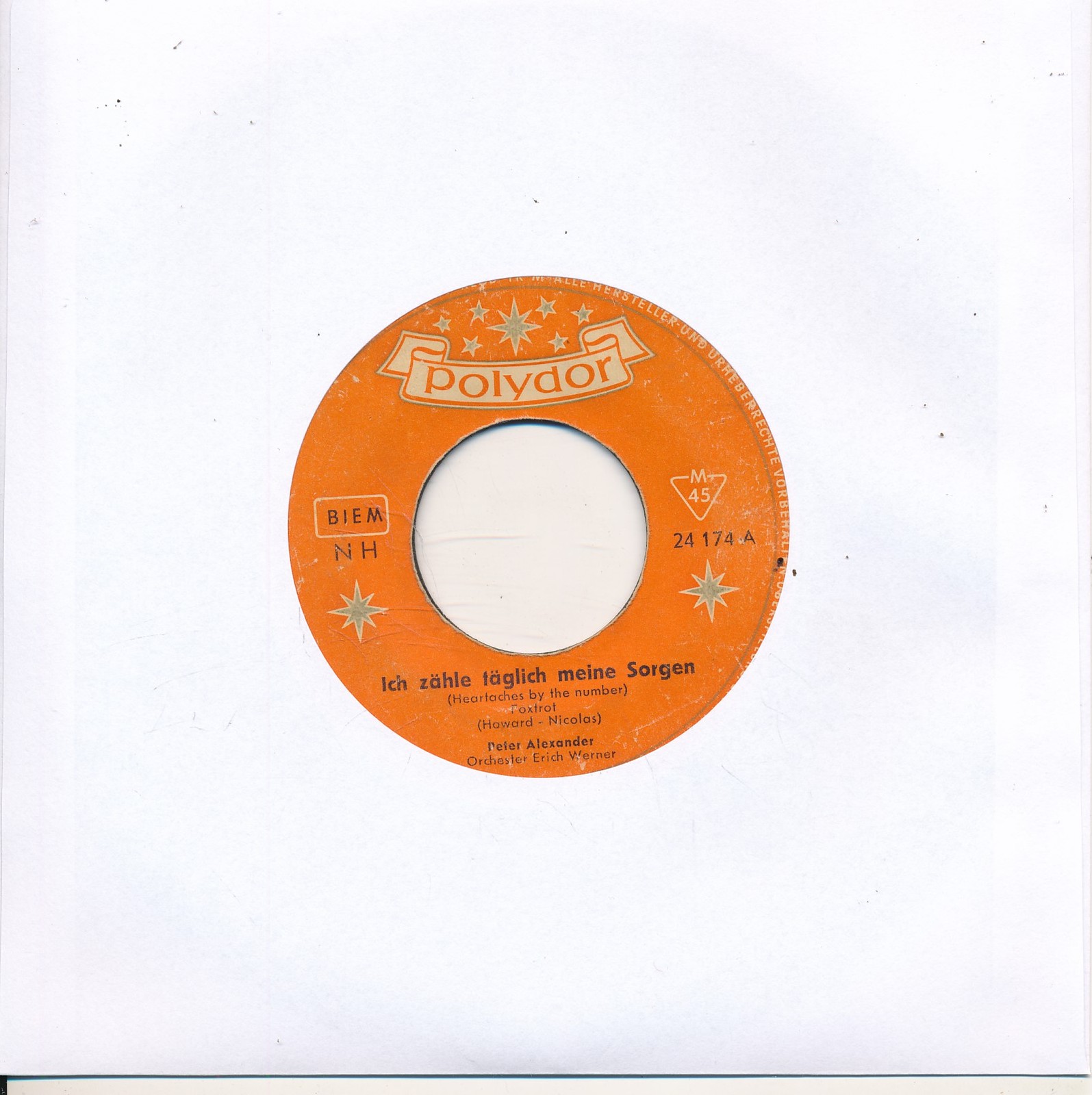 Ich zähle täglich meine Sorgen - Peter Alexander - LC Single 7" Vinyl 237/10