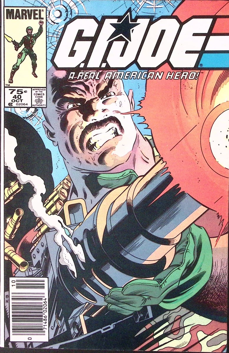 GI JOE #40 MARVEL COMICS 1985 ROADBLOCK COPERTURA MITRAGLIATRICE PESANTE LARRY HAMA Z8243