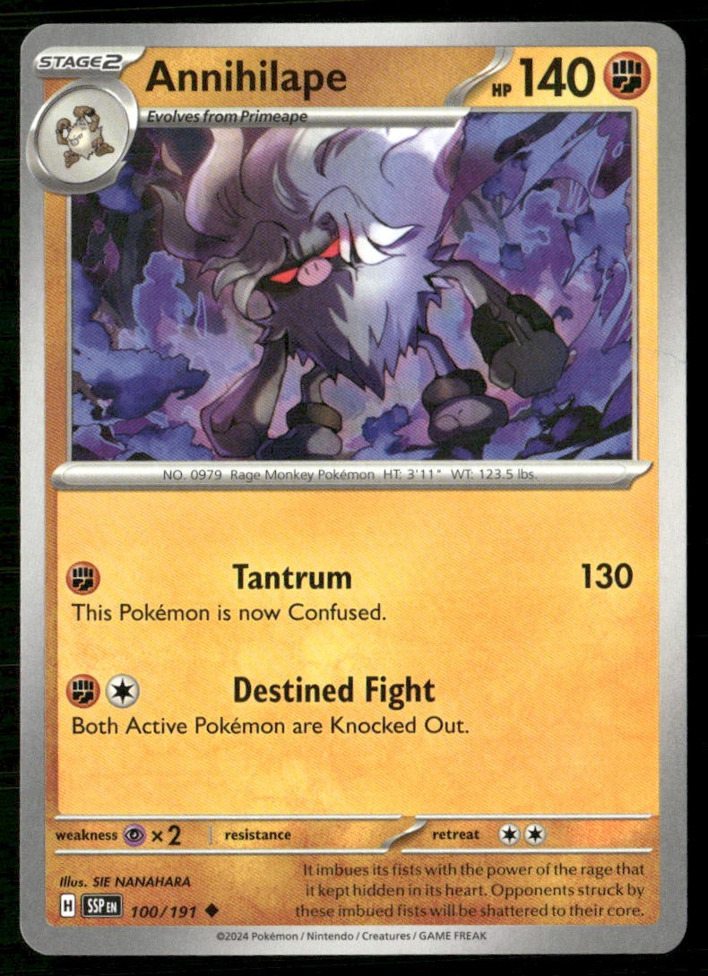 Annihilape 100/191 Pokemon Scintille Surgenti Non Comuni Quasi Nuovo