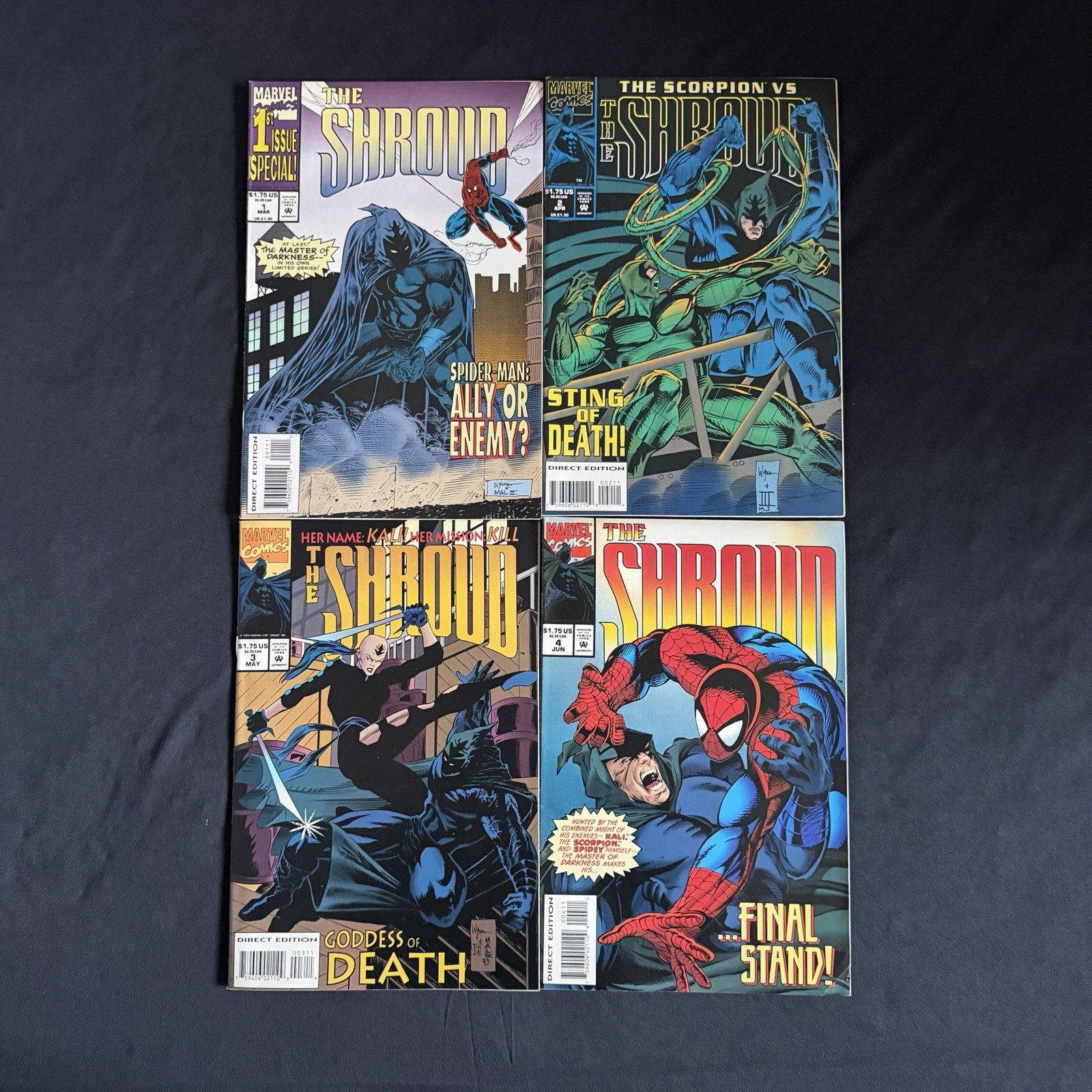Marvel Comics The Shroud #1 2 3 4 Complete 1-4 Series 1992 Spider-Man