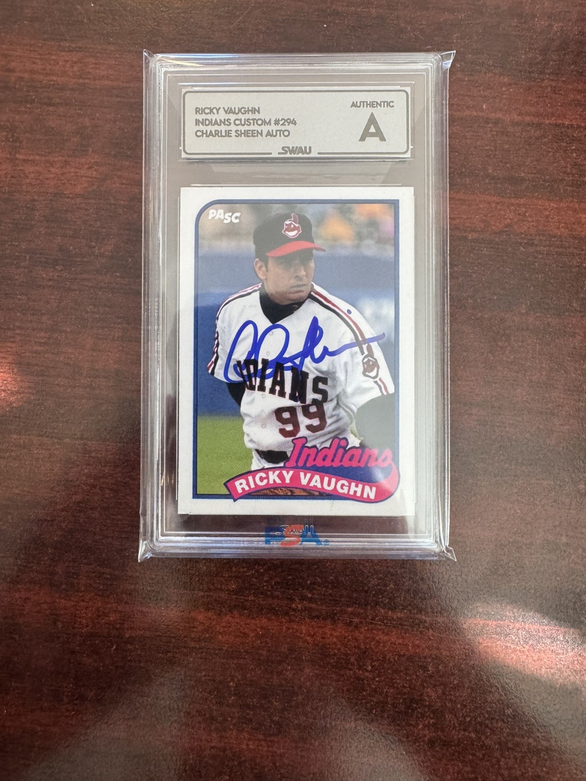 Autographed Custom  Card Ricky Vaughn Charlie Sheen Major League Swau Authentic