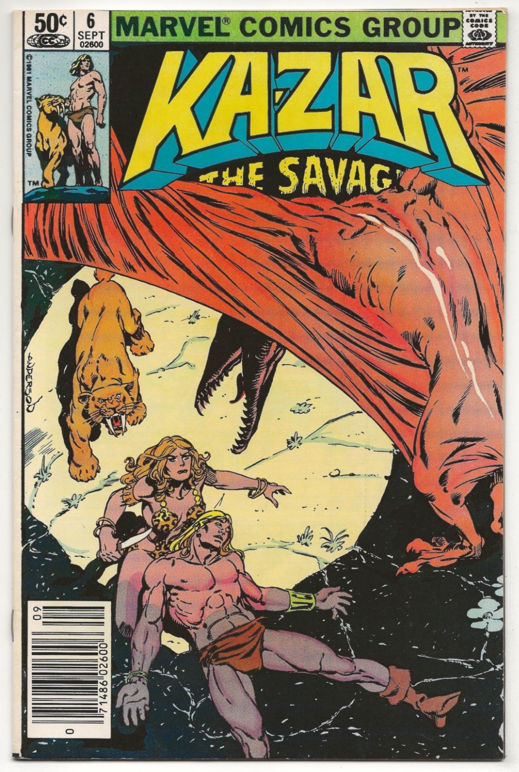 Marvel Comics KA-ZAR IL SELVAGGIO #6 prima stampa copertina edicola