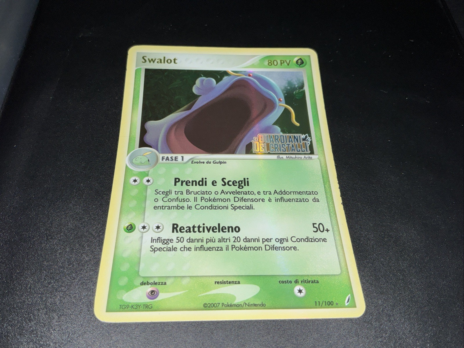 Pokemon Crystal Guardians Swalot 11/100 Reverse Holo Rare STAMPED Ita