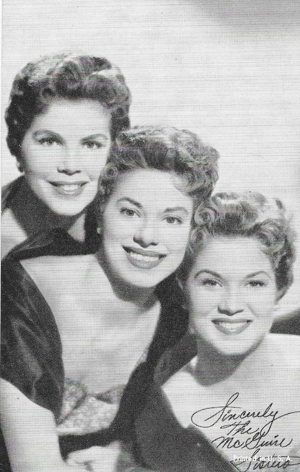 EXHIBIT CO. ARCADE VOCALISTS CARD ANNI 50 SORELLE MCGUIRE!! RARA, CARTA POPOLARE!!