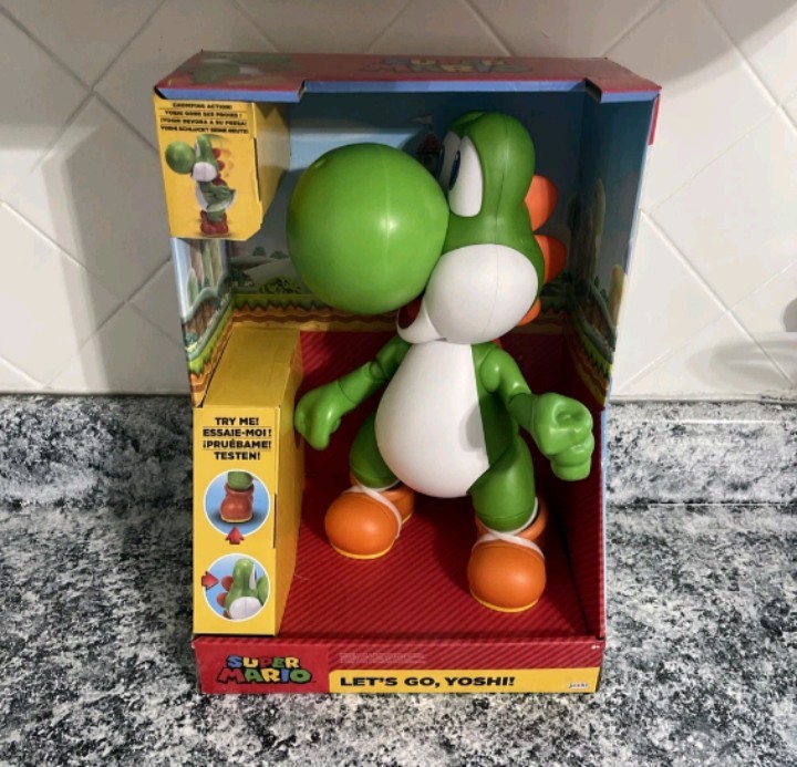 New SUPER MARIO Let's Go, Yoshi! 12-Inch-Tall Interactive Action Figure with 20+