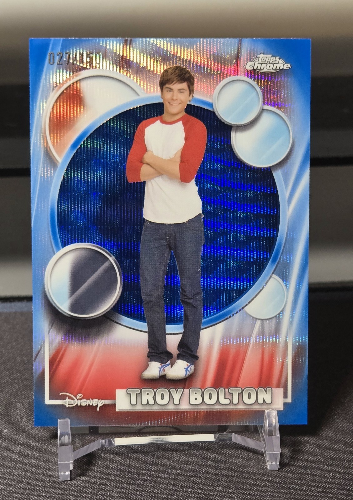 2025 Topps Chrome Disney TROY BOLTON /150 Blue Wave Refractor Zac Efron 027/150