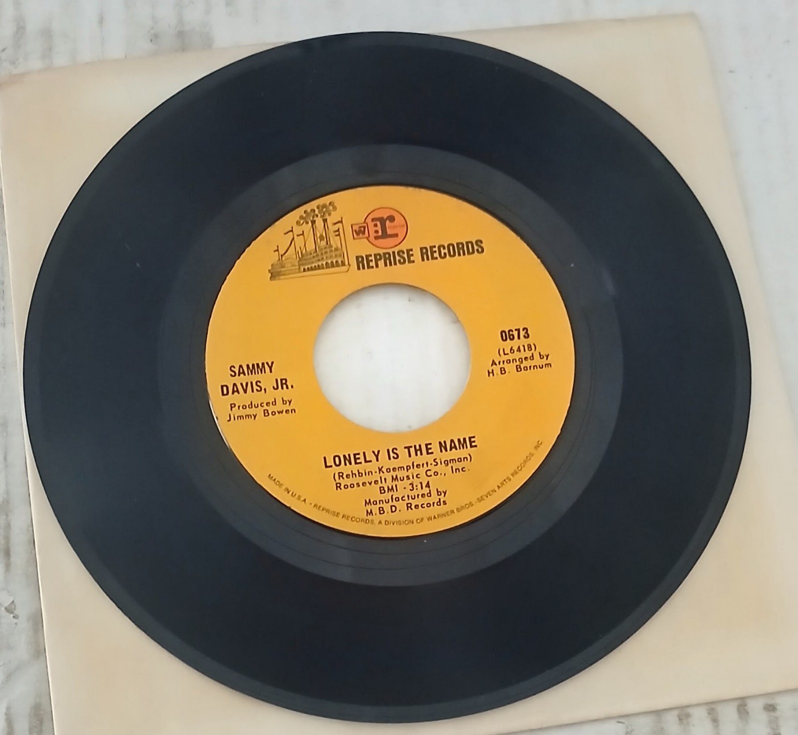 Sammy Davis JR. 45 LONELY IS THE NAME Reprise Records 1968 0673
