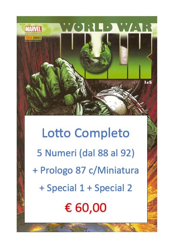 WORLD WAR HULK 1/5 PANINI + PROLOGO  c/Miniatura + SPECIAL 1 + SPECIAL 2
