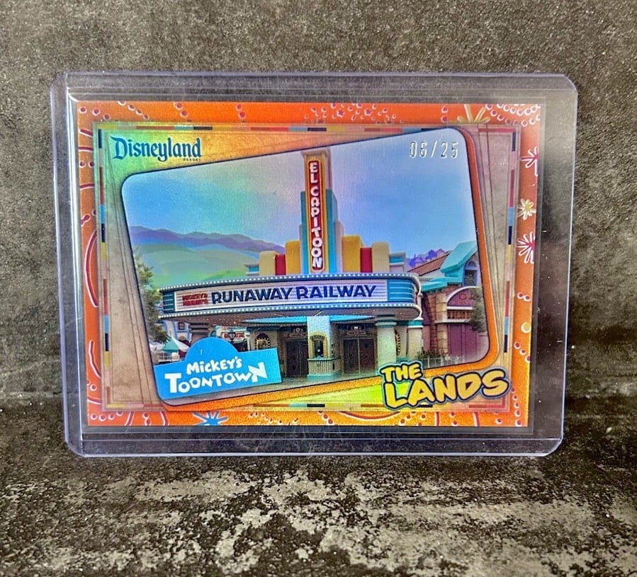 2025 Topps Disneyland 70th The Lands Mickey’s Toontown Orange Foil 6/25