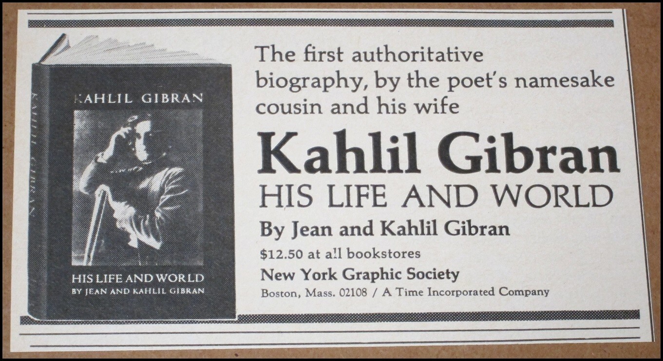 1977 Kahlil Gibran Print Ad Book Advertisement Clipping His Life And World