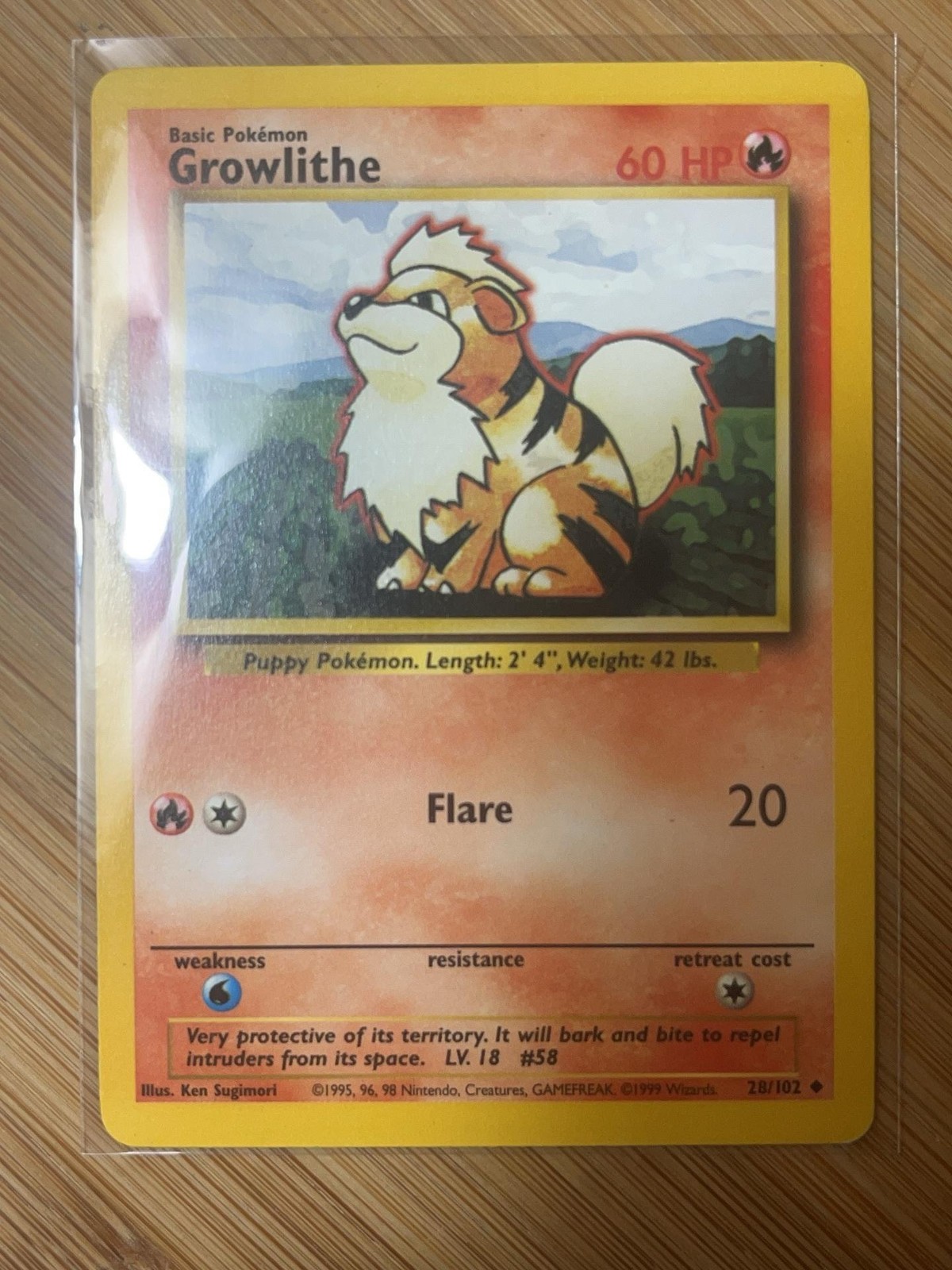 Pokemon TCG Growlithe 28/102 Set Base Fuoco Regolare Non Comune Moderatamente Giocato IT
