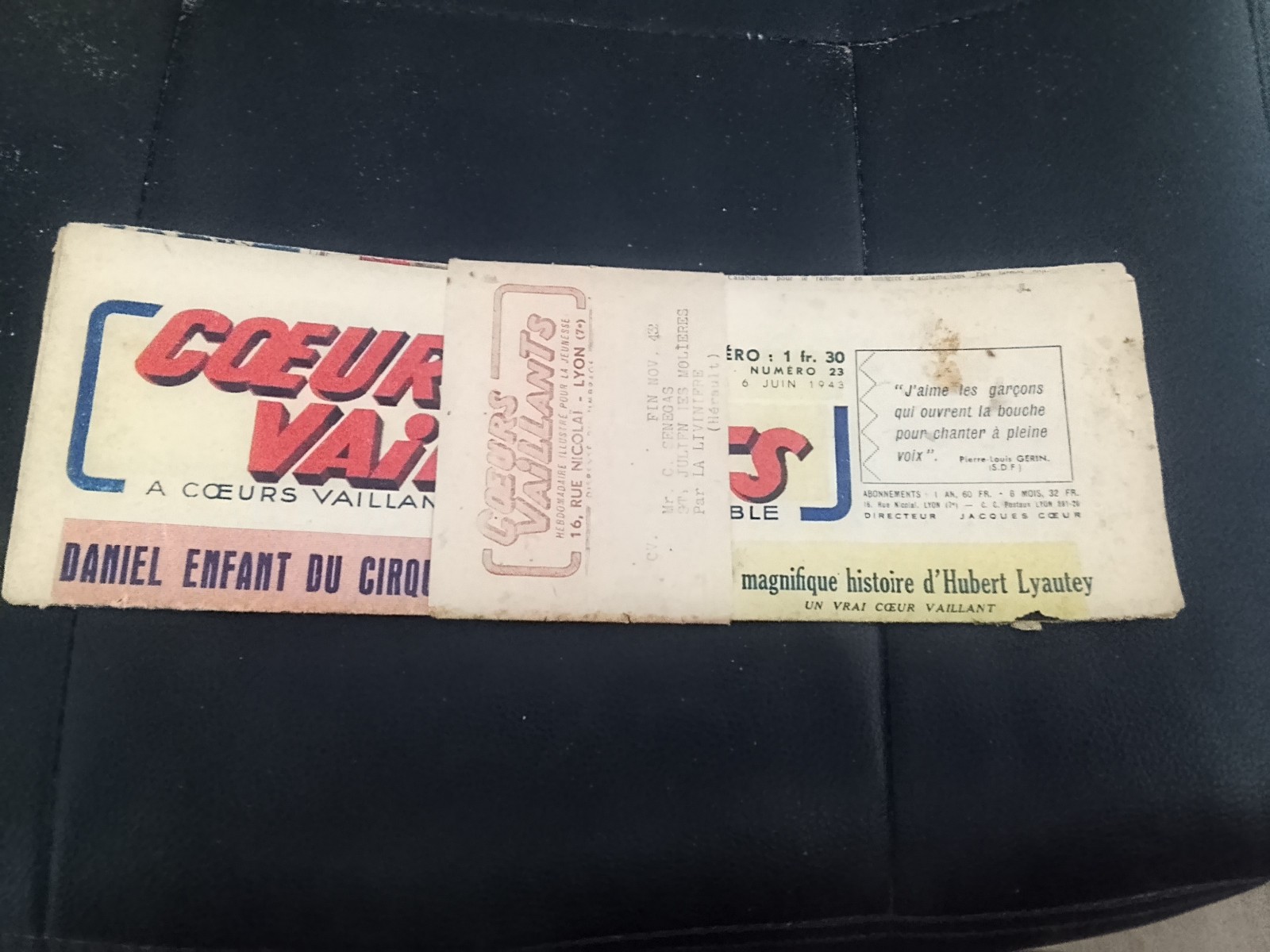 Coeurs Vaillants 23 du 06 juin 1943 avec bandeau Rare