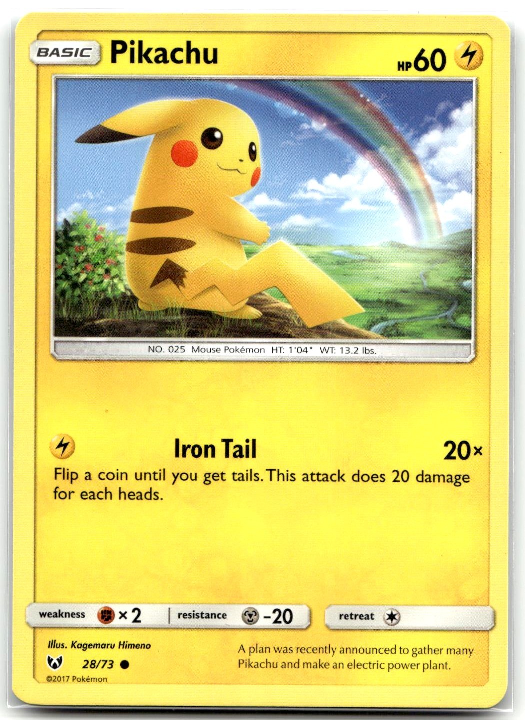 Pikachu 28/73 Leggende Lucenti Pokemon Comune TCG NM