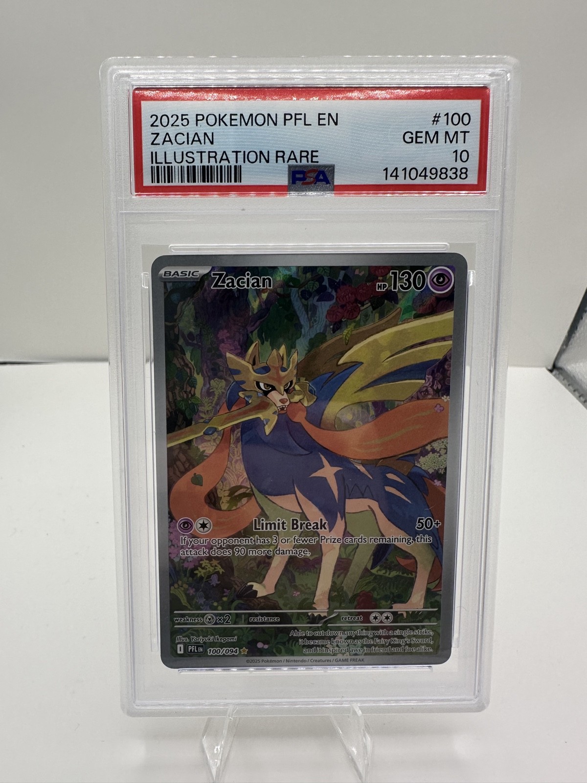 Pokemon Zacian 100/094 Me02: Fiamme Fantastiche Holo PSA 10