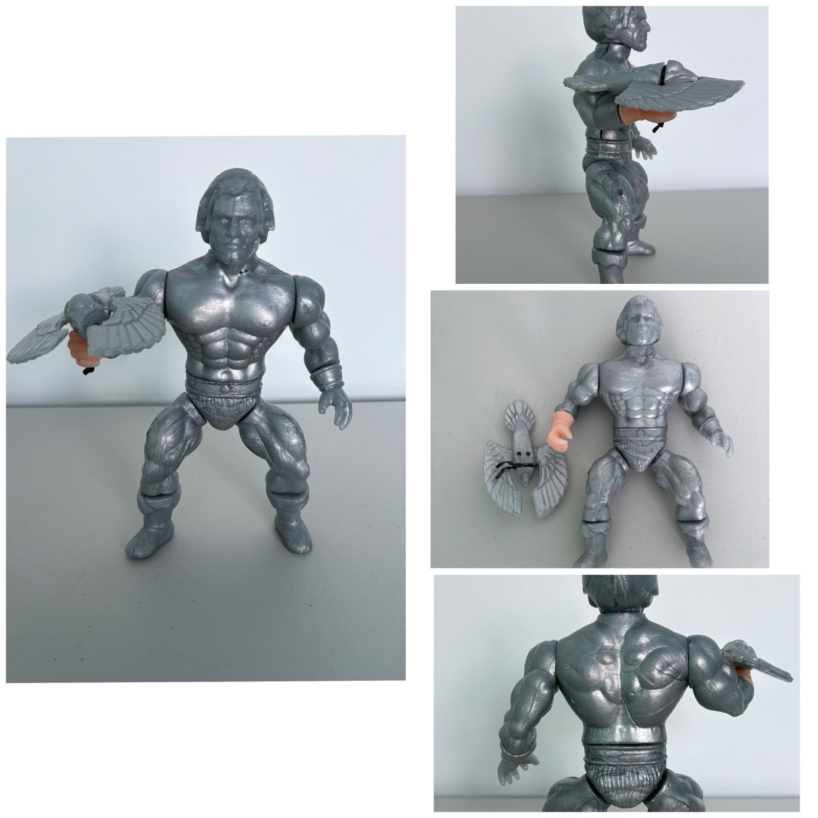 Rara statuetta vintage messicana SilverHawks KO Bootleg con corpo Eagle He-Man 9"