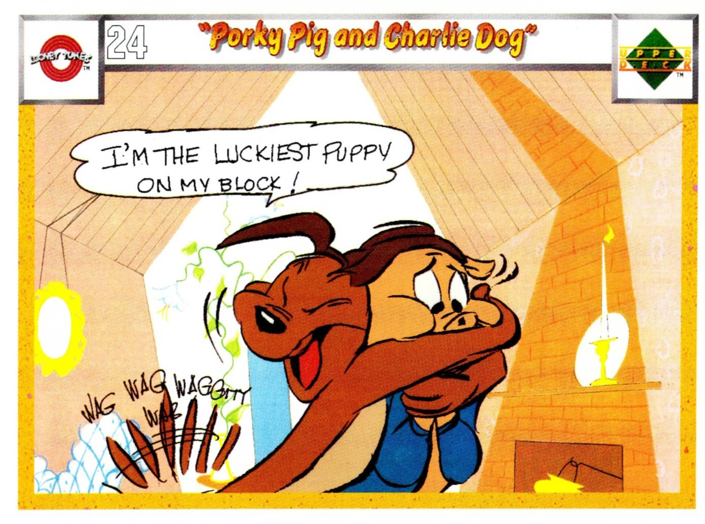 1990 Upper Deck Looney Tunes Porky Pig e Charlie Dog #24/33 Trading Card