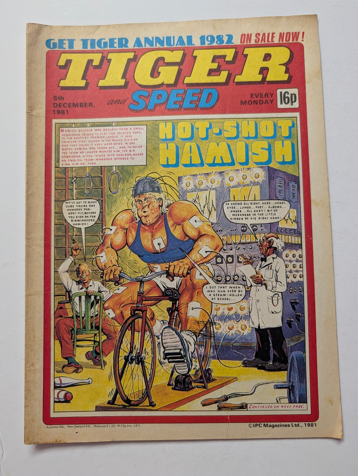 Tiger and Speed Comic 5th December 1981, IPC Magazines.