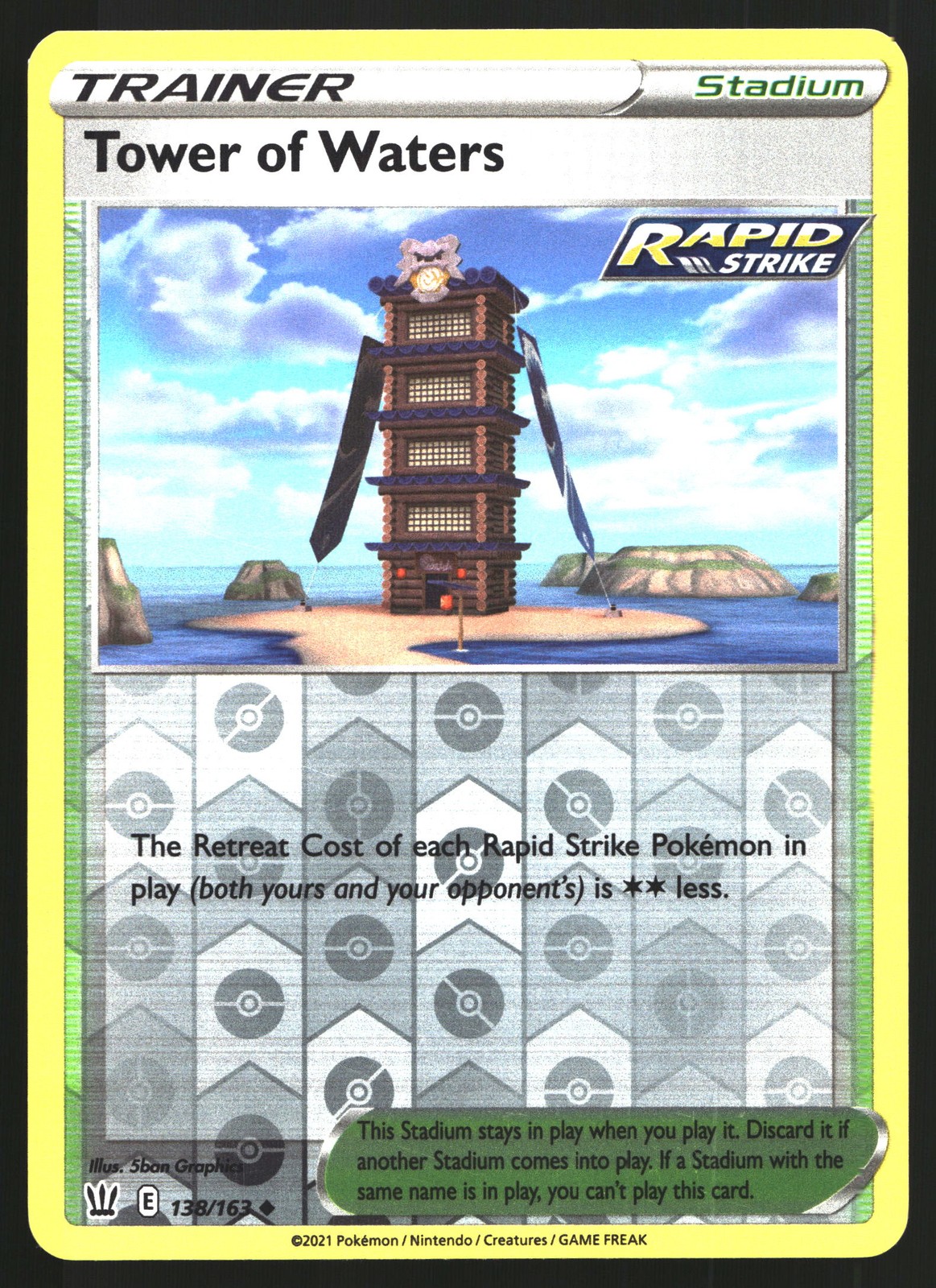 TORRE DELLE ACQUE 138/163 LP Reverse Holo SWSH Stili di Battaglia Pokemon TCG