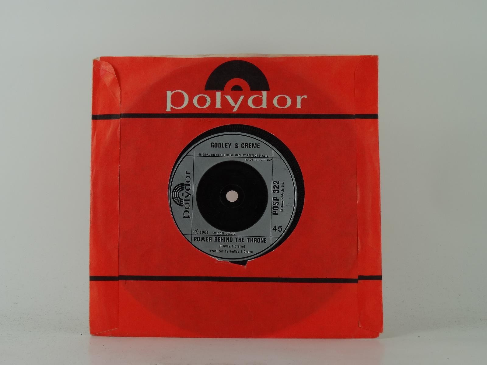 GODLEY AND CREME POWER BEHIND THE THRONE (8) 2 Track 7" Single including Company
