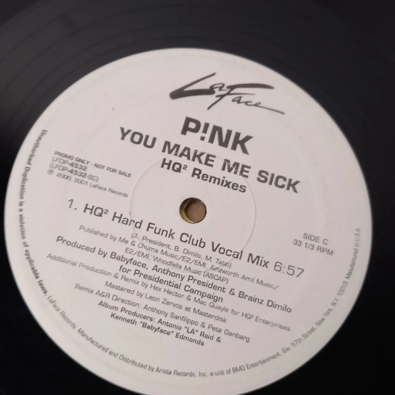 P!nk - You Make Me Sick 12" Vinyl US Promo Pop R&B 2000 (LaFace) Hex Hector Single