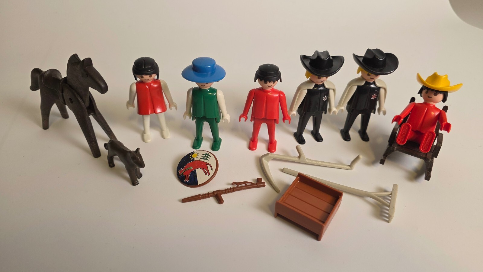 Playmobil Western Farm Figures Lot Horse Dog Accessories Vintage 1974 Geobra
