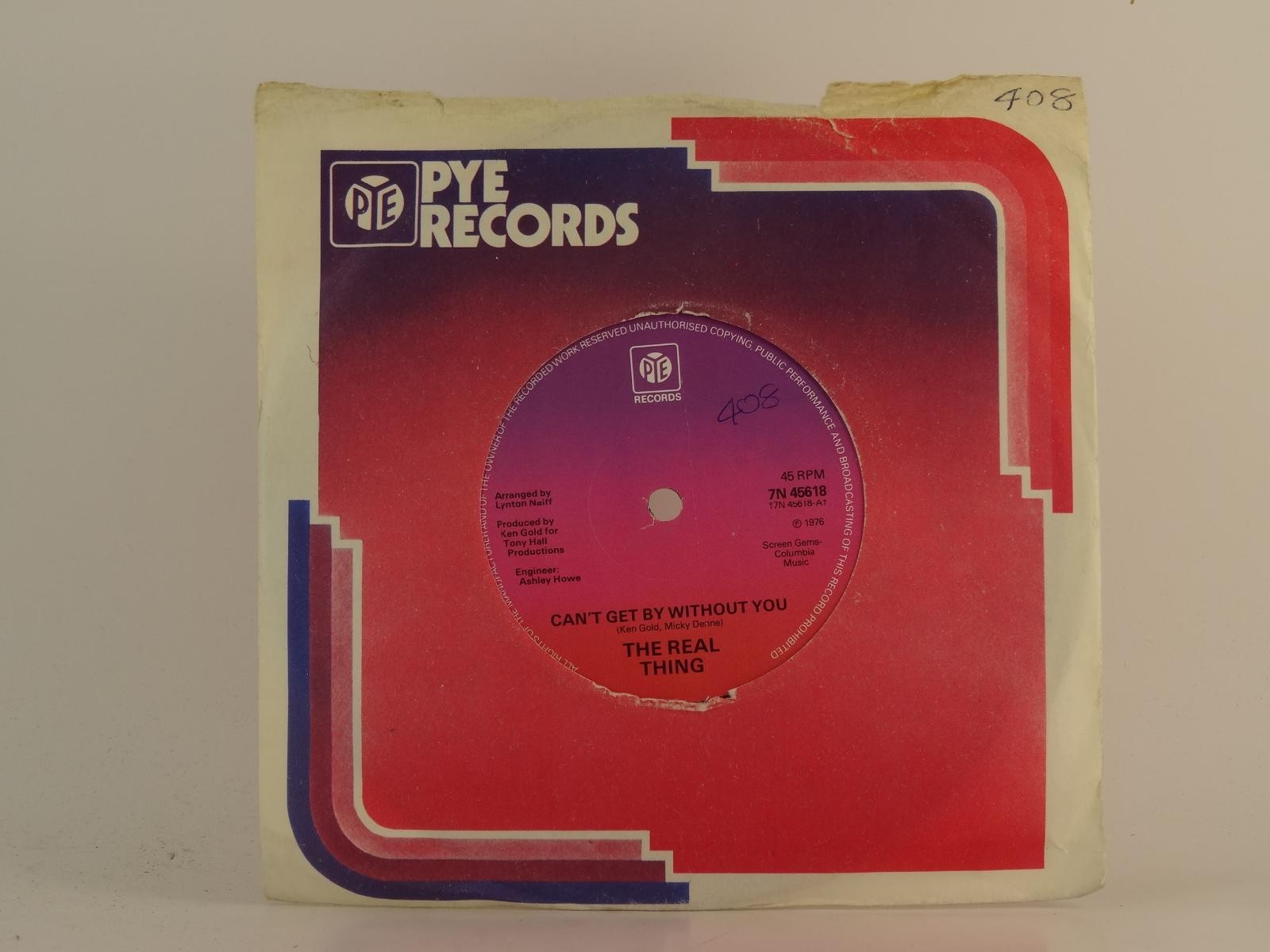 THE REALTHING CAN'T GET BY WITHOUT YOU (87) 2 Track 7" Single including Picture 